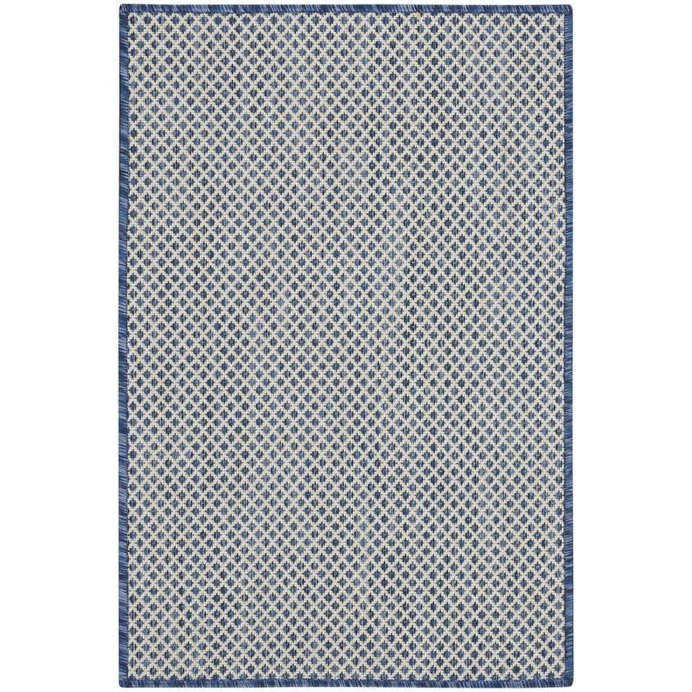 Courtyard COU01 Ivory Blue Rugs #color_ivory blue