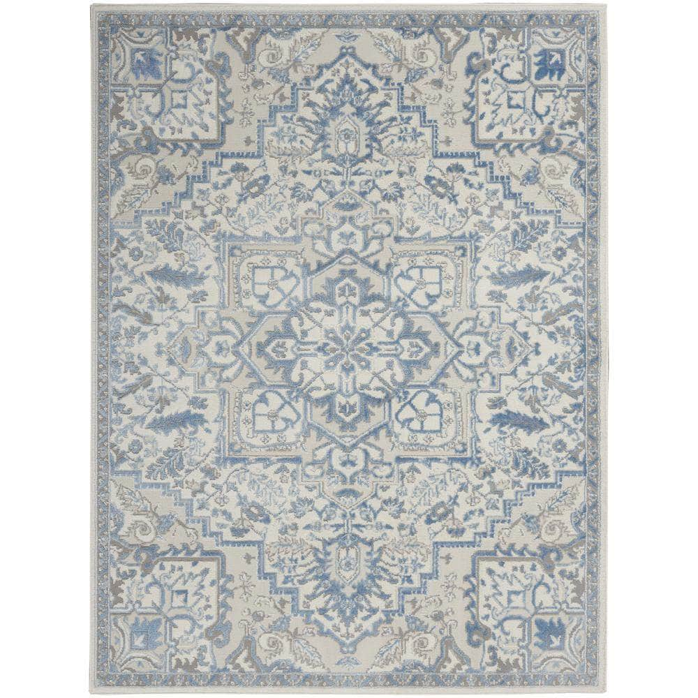 Elation ETN10 Ivory Blue Rugs #color_ivory blue