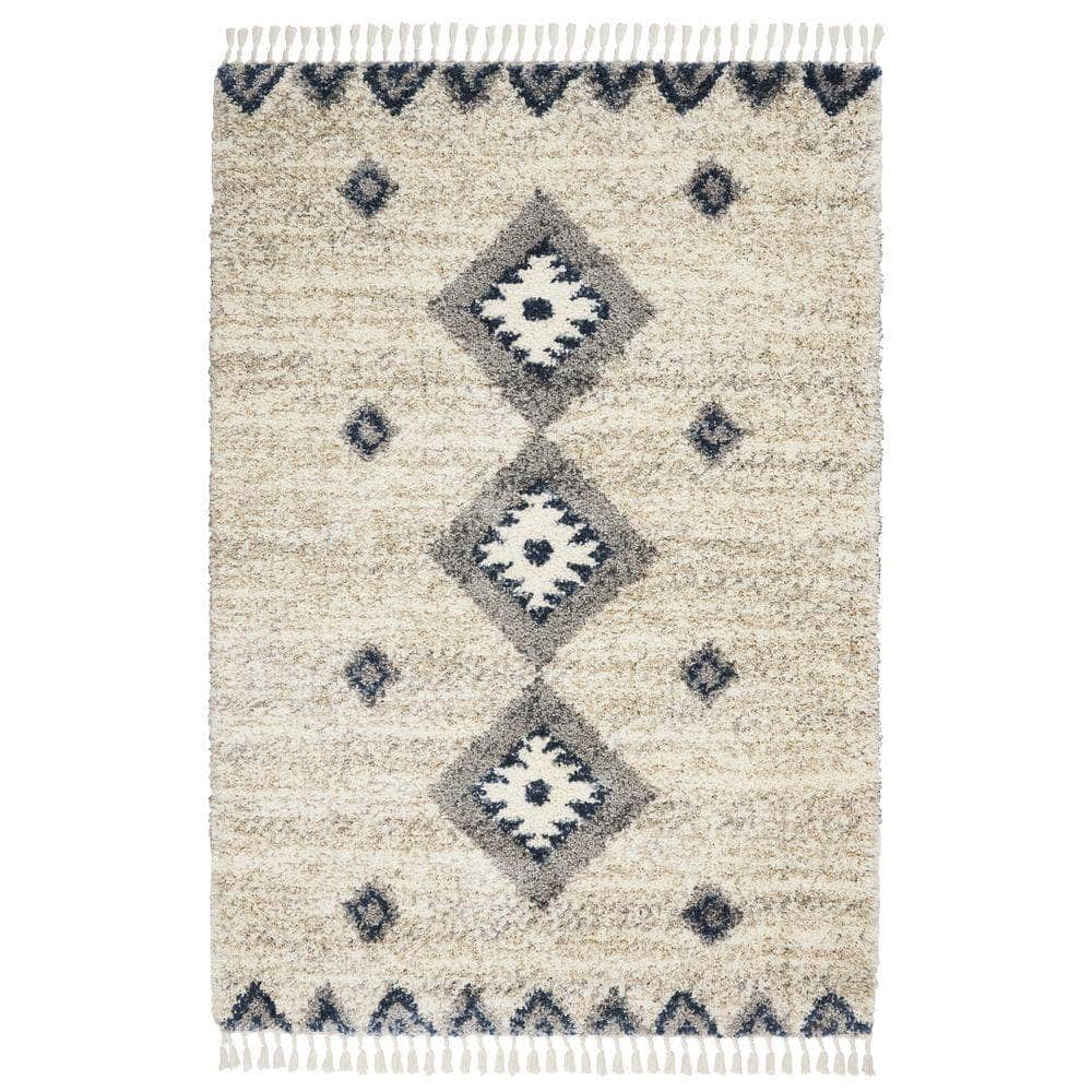 Scandinavian Shag SCN03 Ivory/Blue Rugs #color_ivory/blue