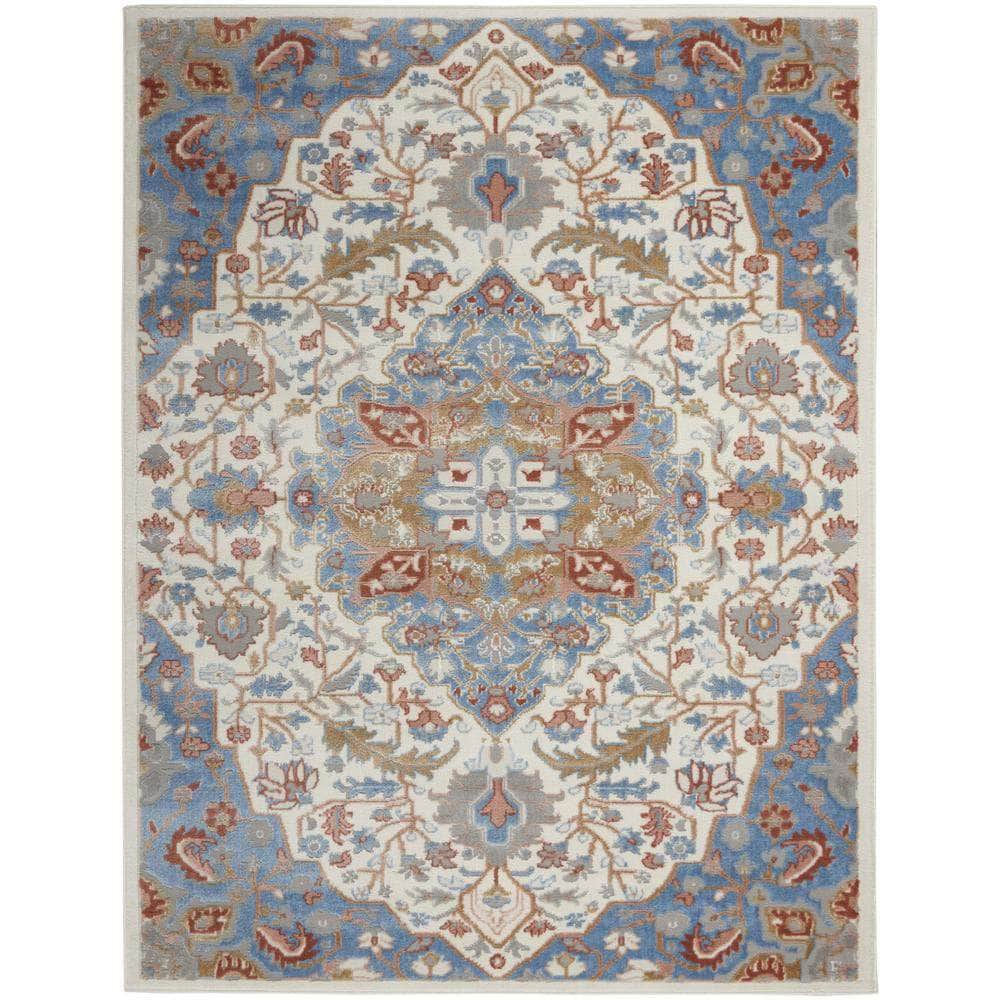 Elation ETN09 Ivory Blue Rugs #color_ivory blue