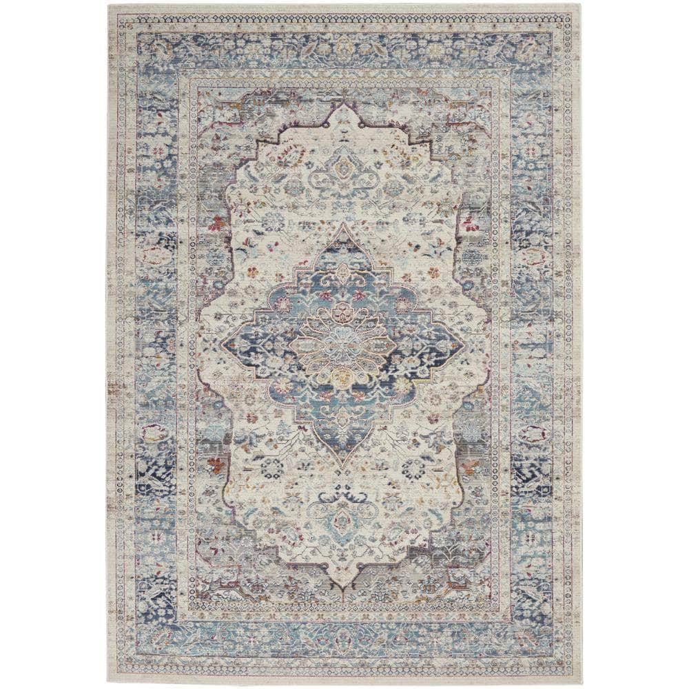 Vintage Kashan VKA07 Ivory Blue Rugs #color_ivory blue