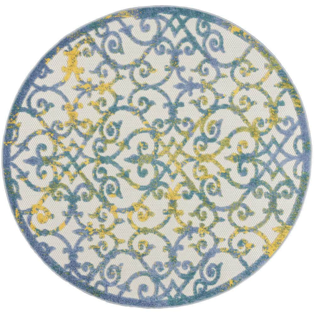 Aloha ALH21 Ivory Blue Rugs #color_ivory blue