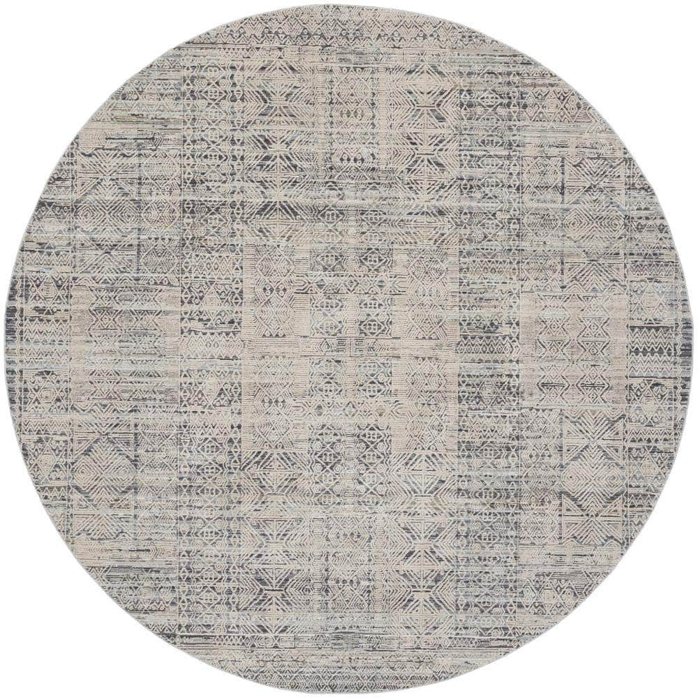 Nyle NYE06 Ivory Blue Rugs #color_ivory blue