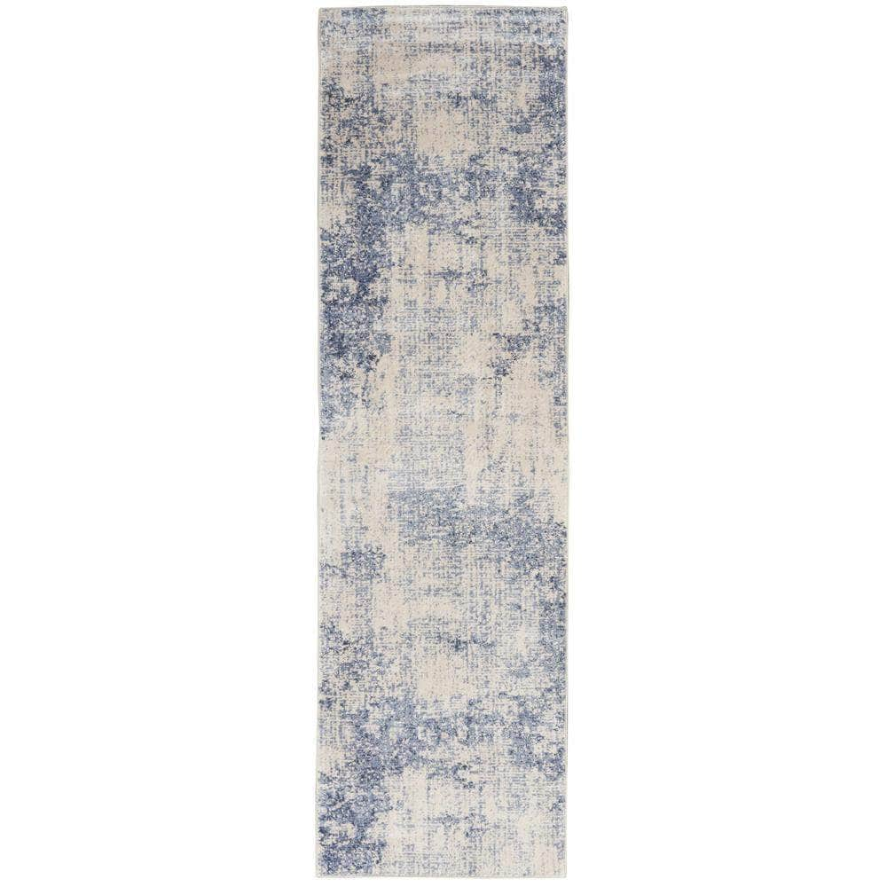 Sleek Textures SLE01 Ivory/Blue Rugs #color_ivory/blue