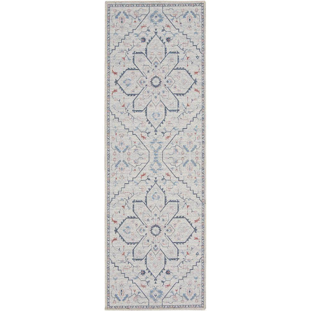 Machine Washable Series 1 SR110 Ivory Blue Rug #color_ivory blue