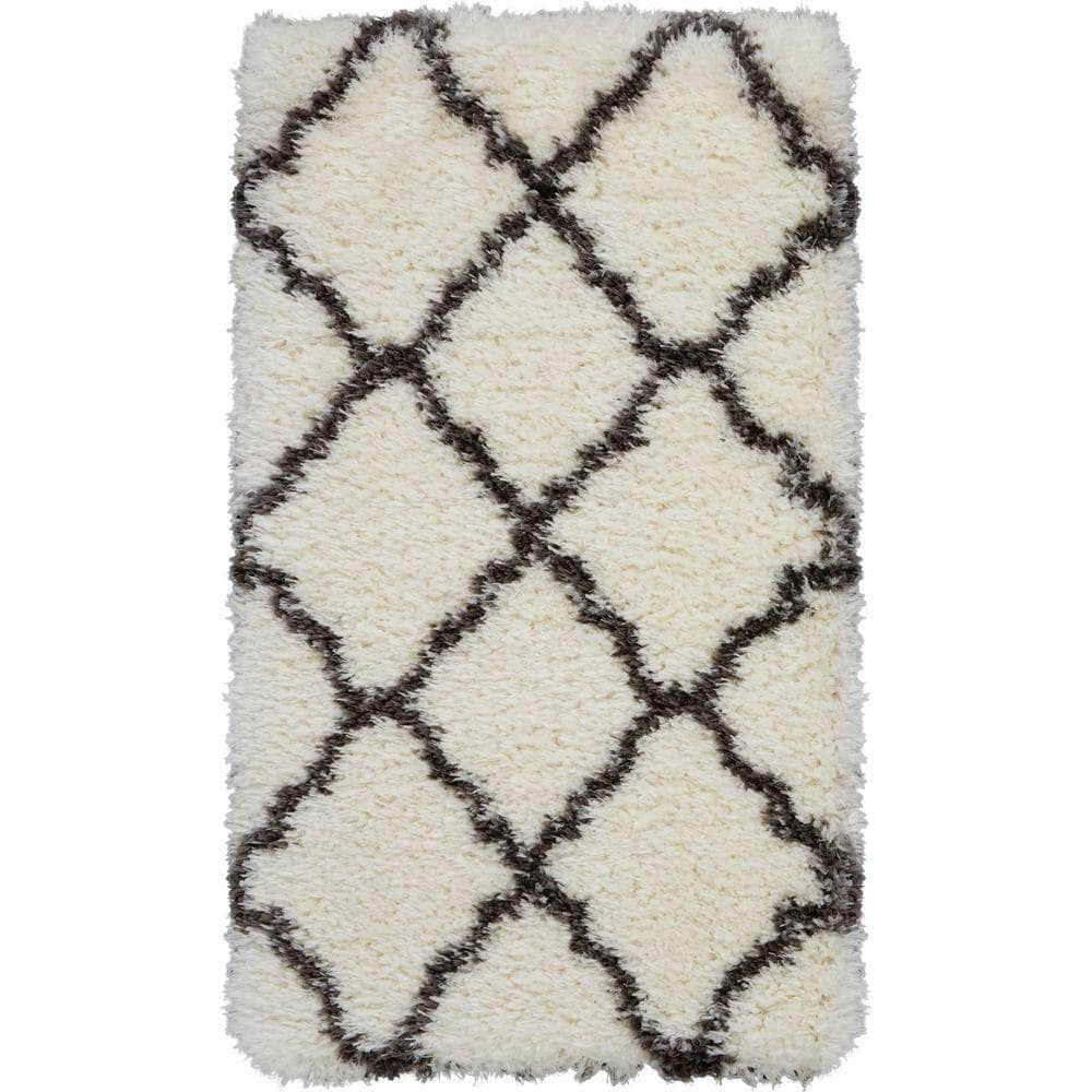 Ultra Plush Shag ULP02 Ivory/Charcoal Rugs #color_ivory/charcoal