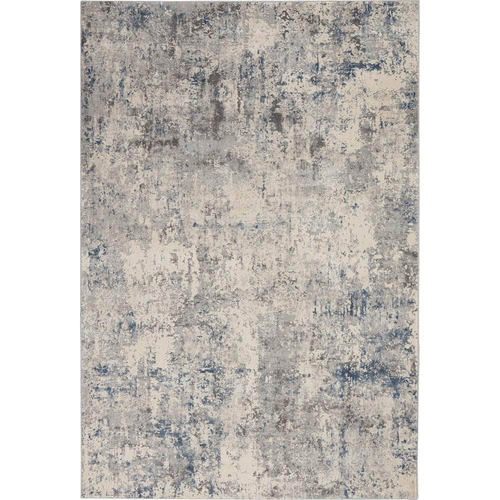 Rustic Textures RUS07 Ivory/Grey-blue Rugs #color_ivory/grey-blue