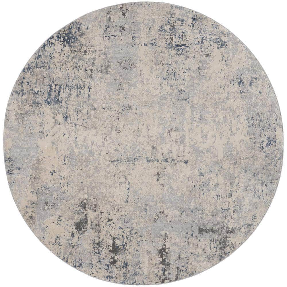 Rustic Textures RUS07 Ivory Grey Blue Rugs #color_ivory grey blue