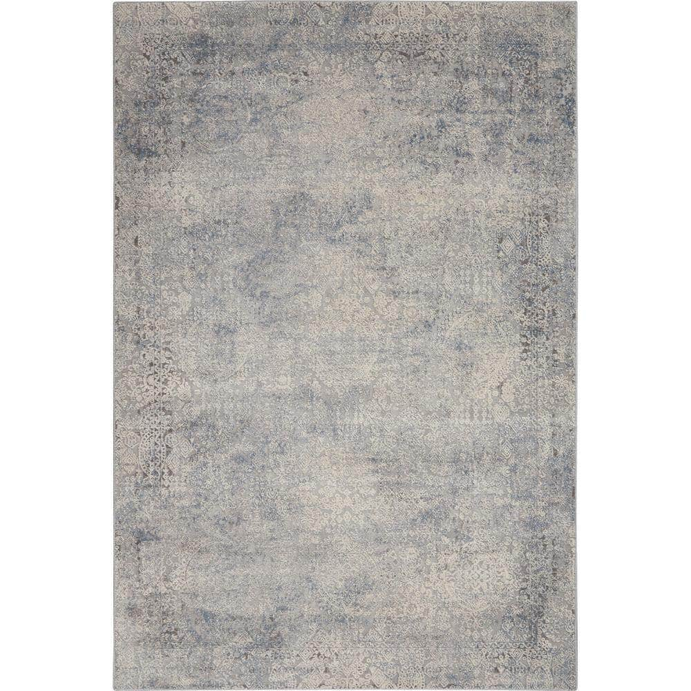 Rustic Textures RUS09 Ivory/Light Blue Rugs #color_ivory/light blue