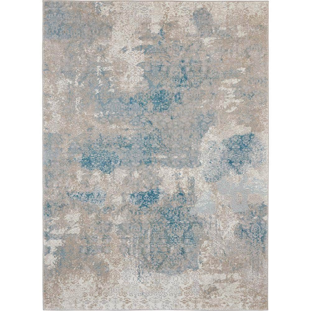 Karma KRM07 Ivory/Light Blue Rugs #color_ivory/light blue