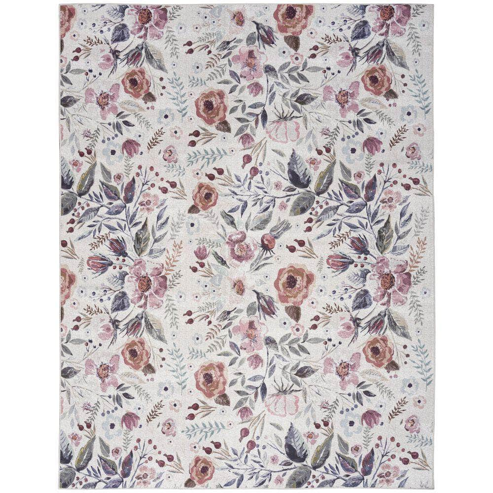 Nourison Washables NWB01 Ivory Pink Rug #color_ivory pink