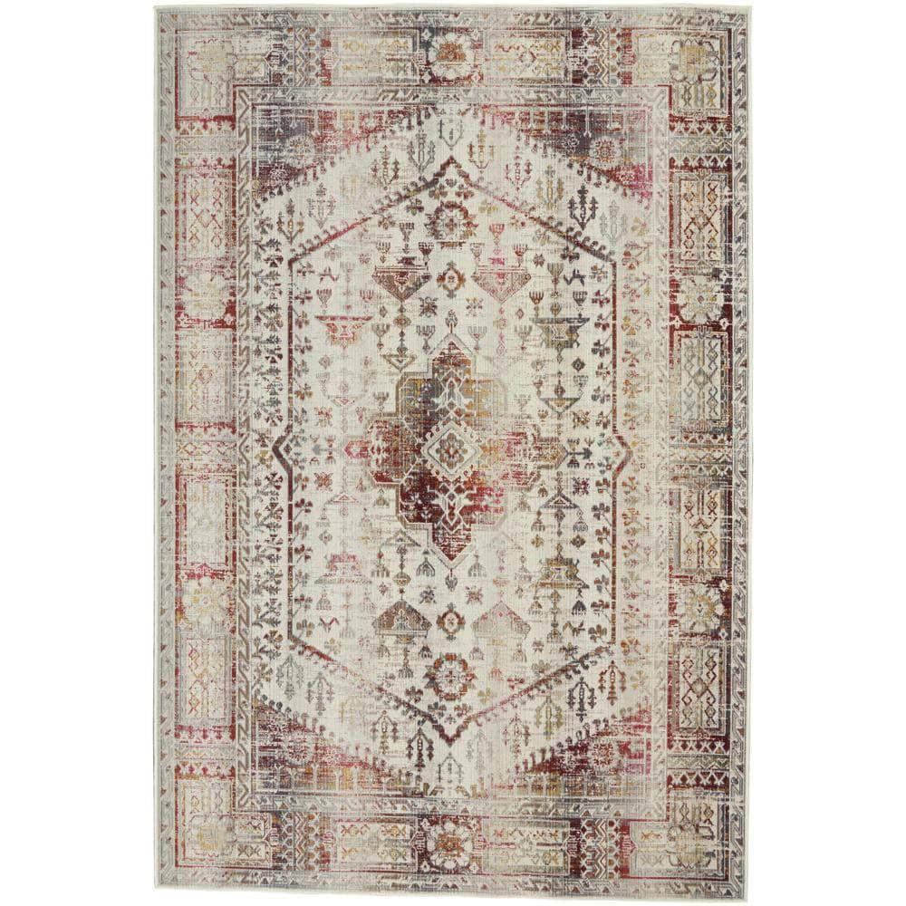 Vintage Kashan VKA08 Ivory Red Rugs #color_ivory red