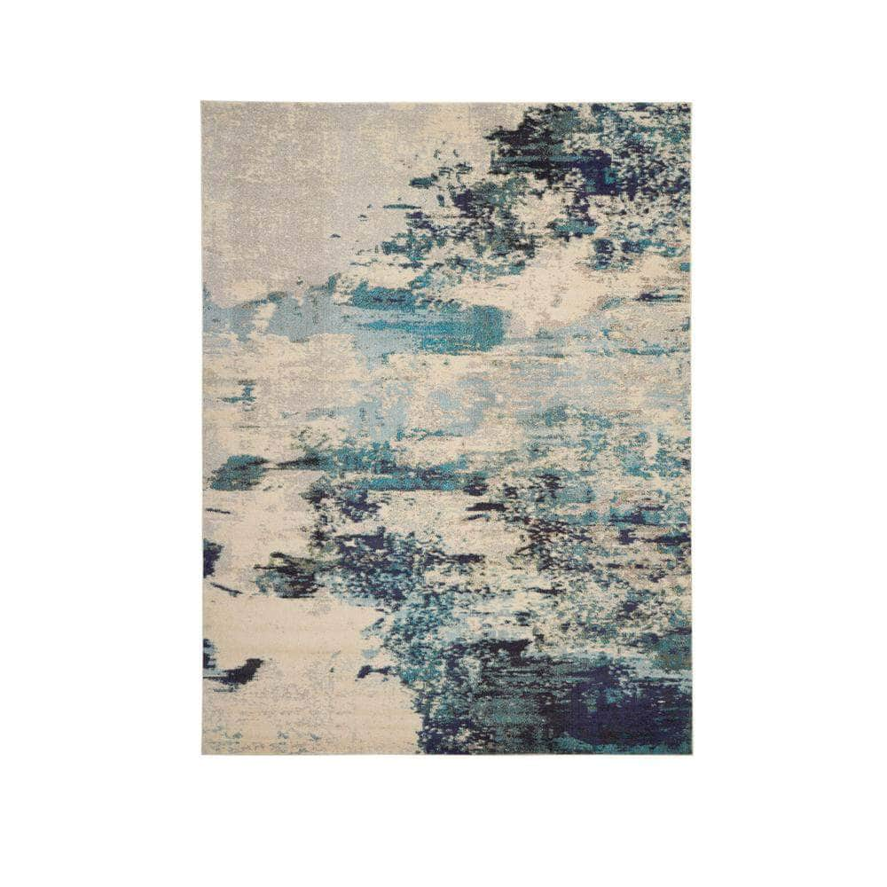 Celestial CES02 Ivory/Teal Blue Rugs #color_ivory/teal blue