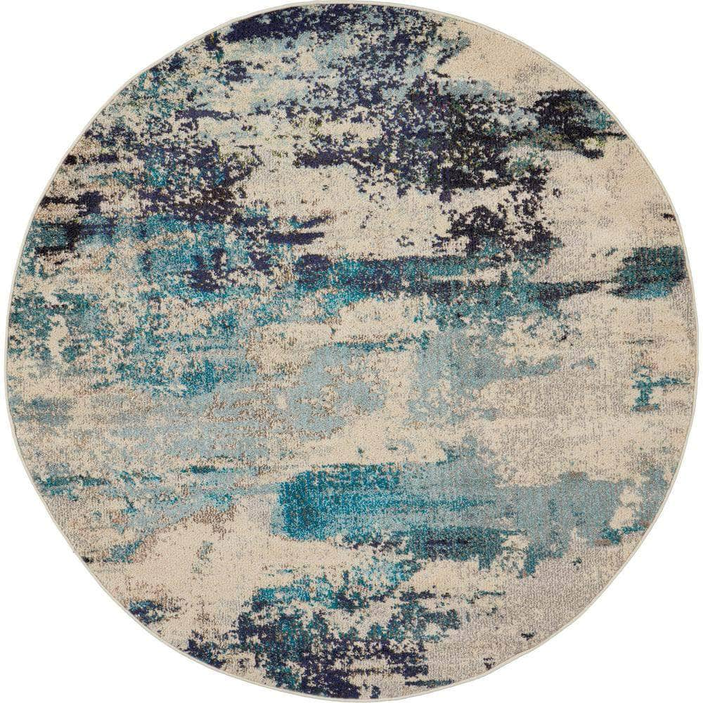 Celestial CES02 Ivory/Teal Blue Rugs #color_ivory/teal blue