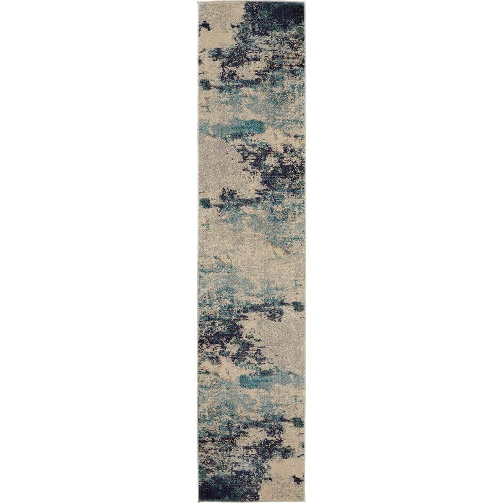 Celestial CES02 Ivory/Teal Blue Rugs #color_ivory/teal blue