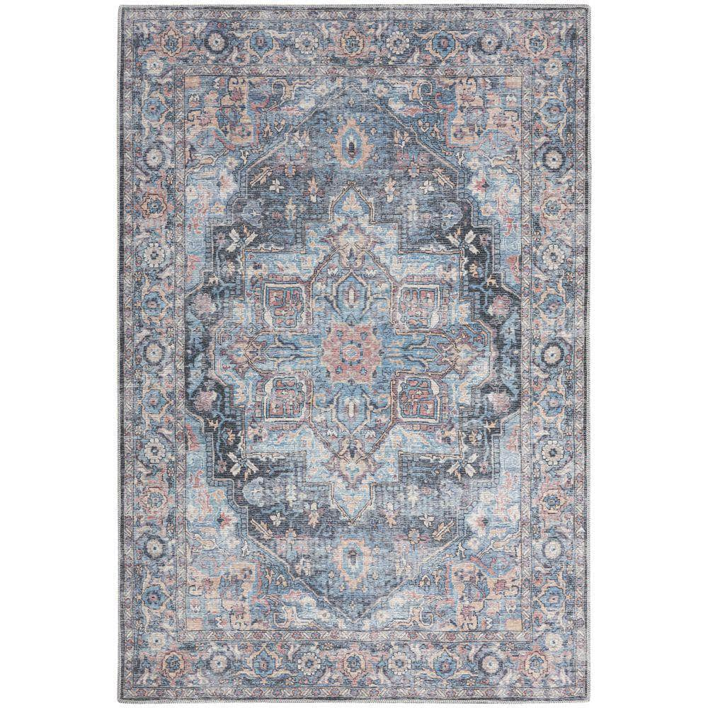 Machine Washable Series 1 SR101 Light Blue Multi Rug #color_light blue multi