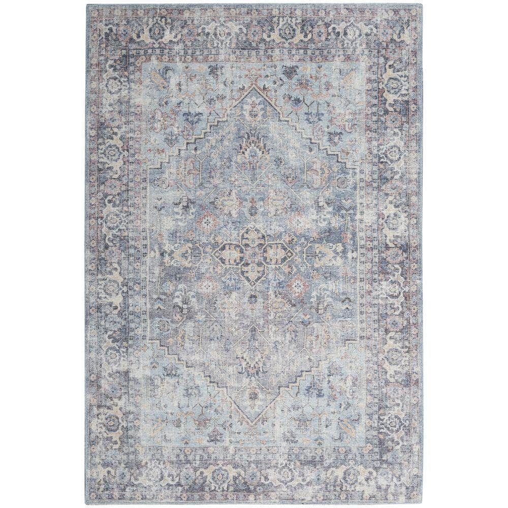 Machine Washable Series 1 SR104 Light Grey/Blue Rug #color_light grey/blue