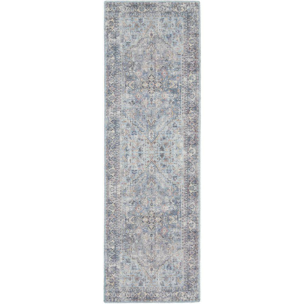 Machine Washable Series 1 SR104 Light Grey/Blue Rug #color_light grey/blue