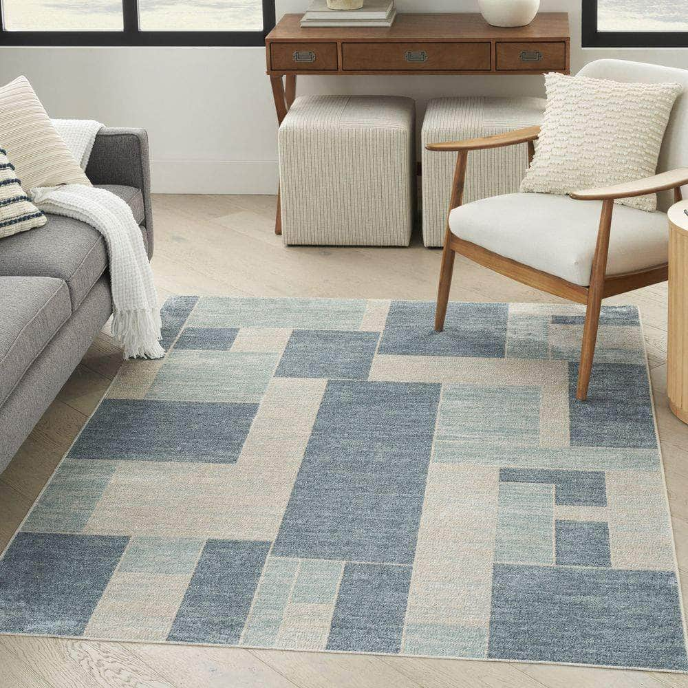 Astra Machine Washable ASW09 Blue Ivory Rug #color_blue ivory