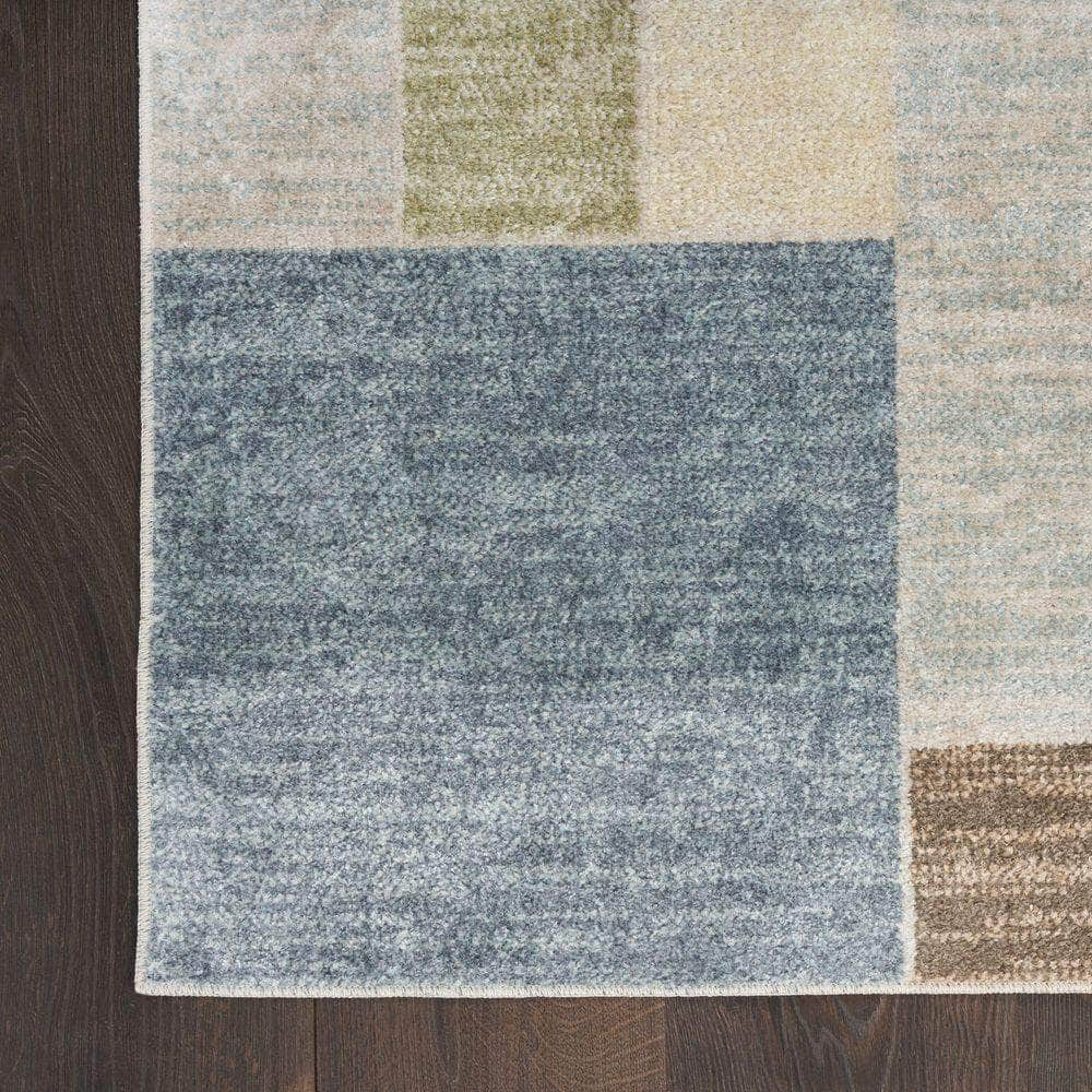 Astra Machine Washable ASW09 Blue Green Multi Rug #color_blue green multi