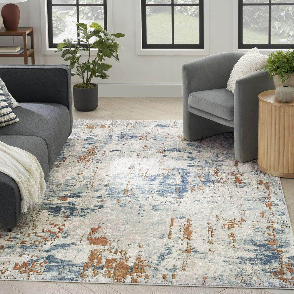 Concerto CNC01 Beige Blue Rust Rug #color_beige blue rust