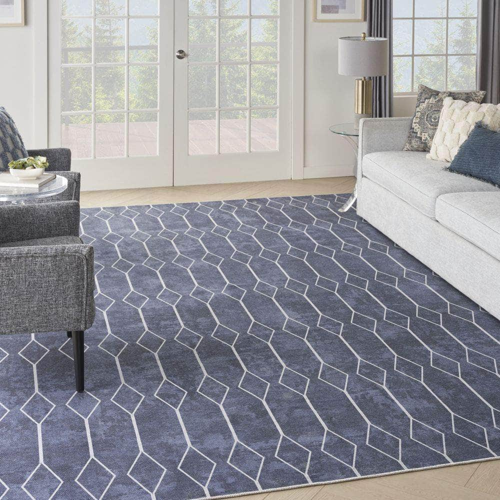 Machine Washable Series 1 SR107 Navy Rug #color_navy