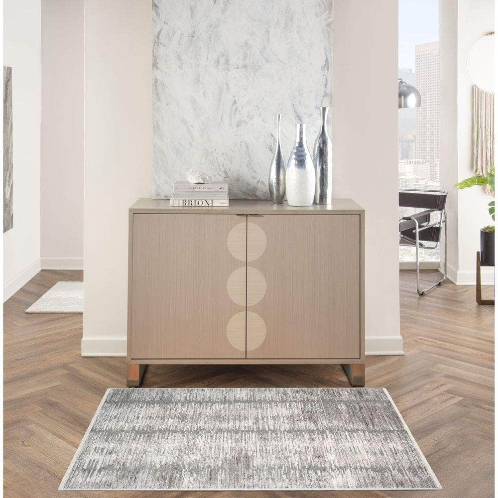 Modern Abstract MAB03 Grey White Rug #color_grey white