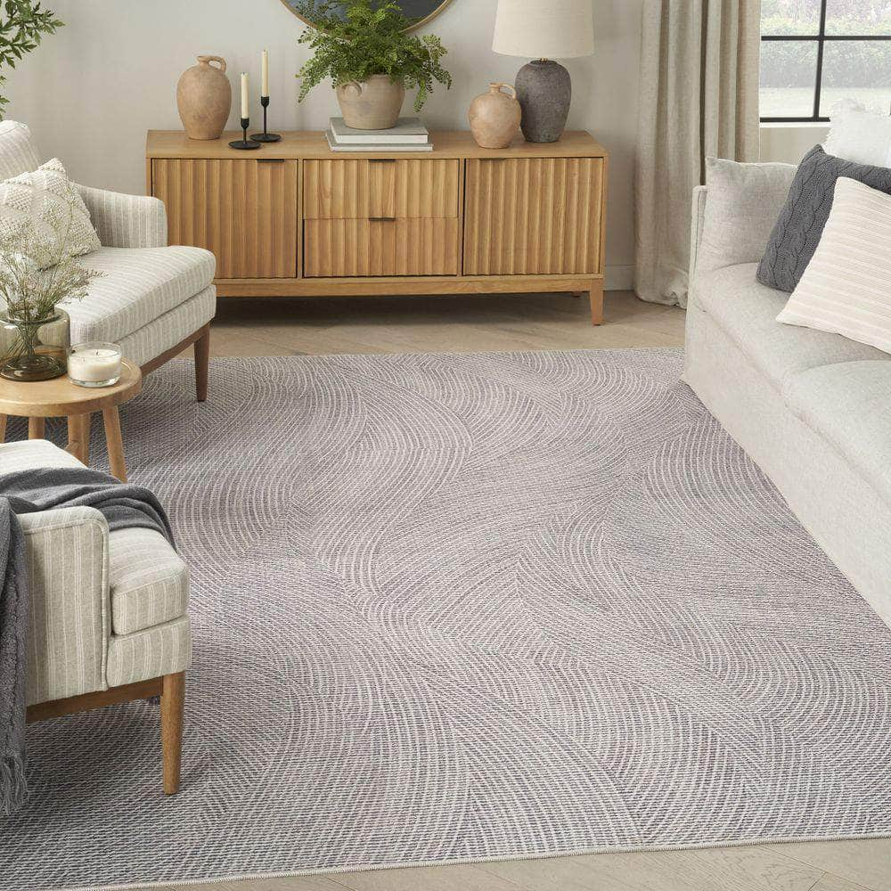 Nourison Washables NWB10 Ivory Grey Rug #color_ivory grey