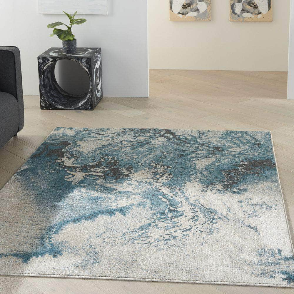 Maxell MAE08 Ivory/Teal Rugs #color_ivory/teal