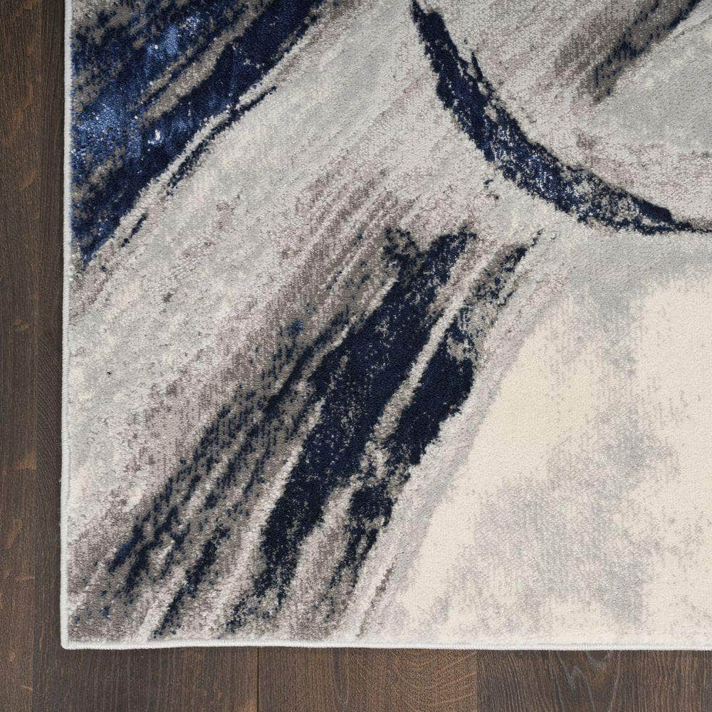 Brushstrokes BSK02 Grey Navy Rugs #color_grey navy