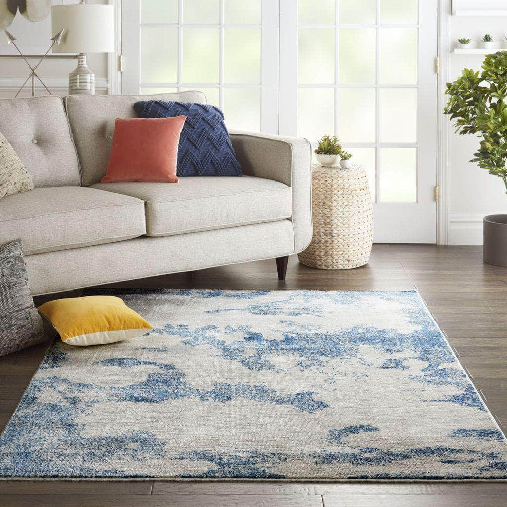 Imprints IMT03 Ivory/Light Blue Rugs #color_ivory/light blue