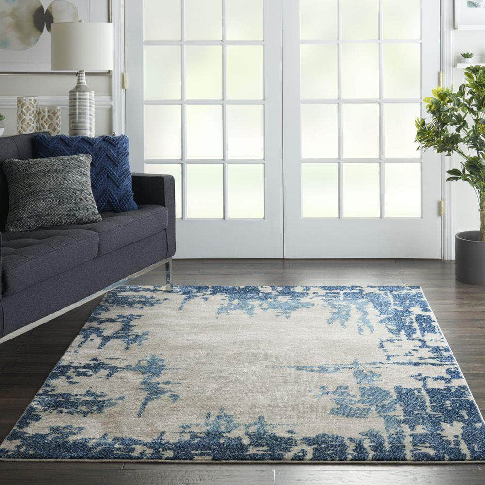 Imprints IMT04 Ivory/Blue Rugs #color_ivory/blue