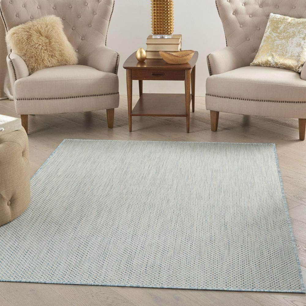 Courtyard COU01 Ivory Blue Rugs #color_ivory blue