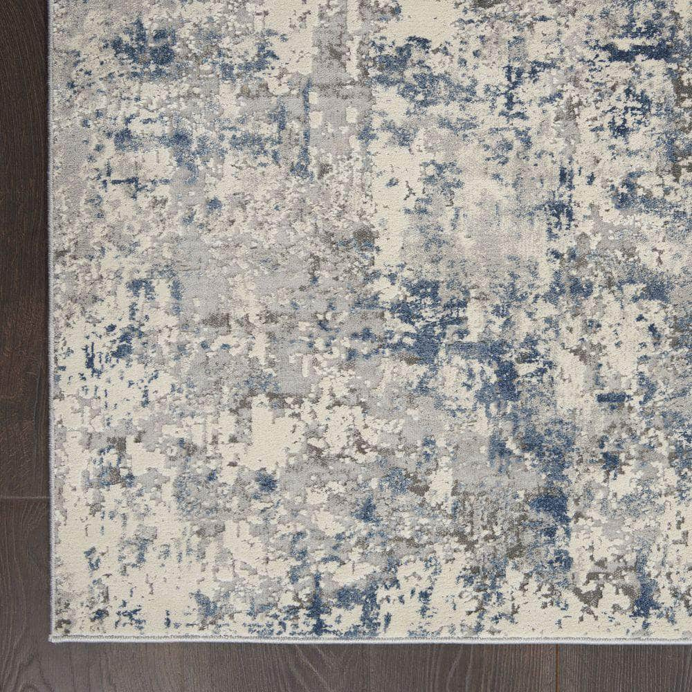 Rustic Textures RUS07 Ivory/Grey-blue Rugs #color_ivory/grey-blue