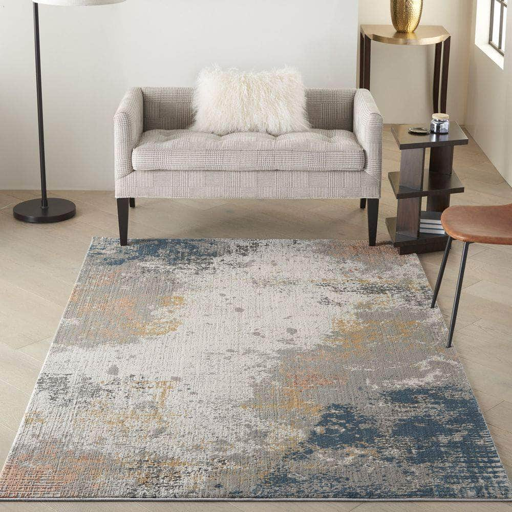 Rustic Textures RUS13 Grey/Blue Rugs #color_grey/blue