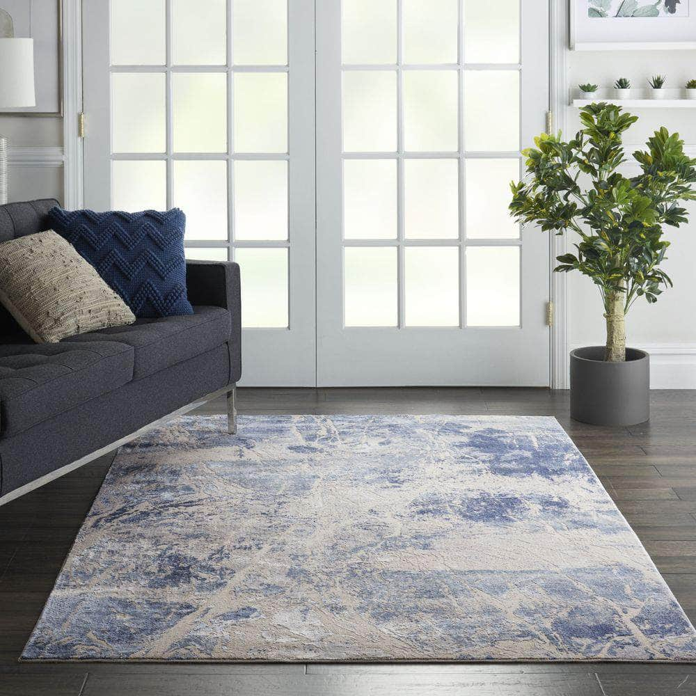 Sleek Textures SLE02 Blue/Cream Rugs #color_blue/cream