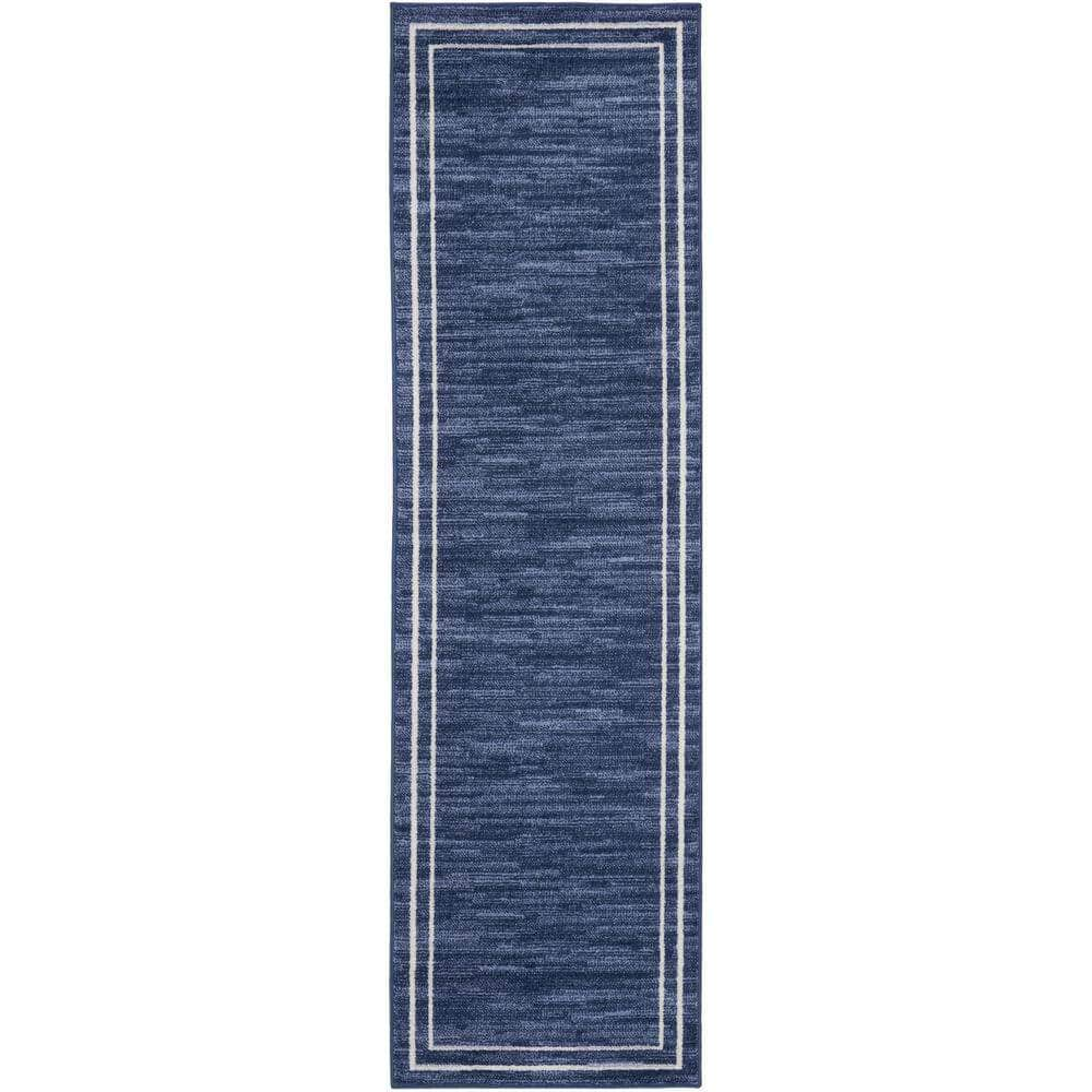 Nourison Essentials NRE02 Navy Ivory Rugs #color_navy ivory