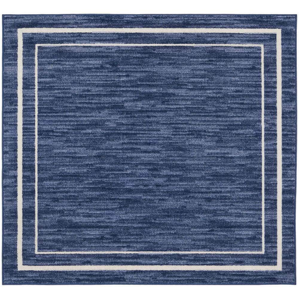 Nourison Essentials NRE02 Navy Ivory Rugs #color_navy ivory