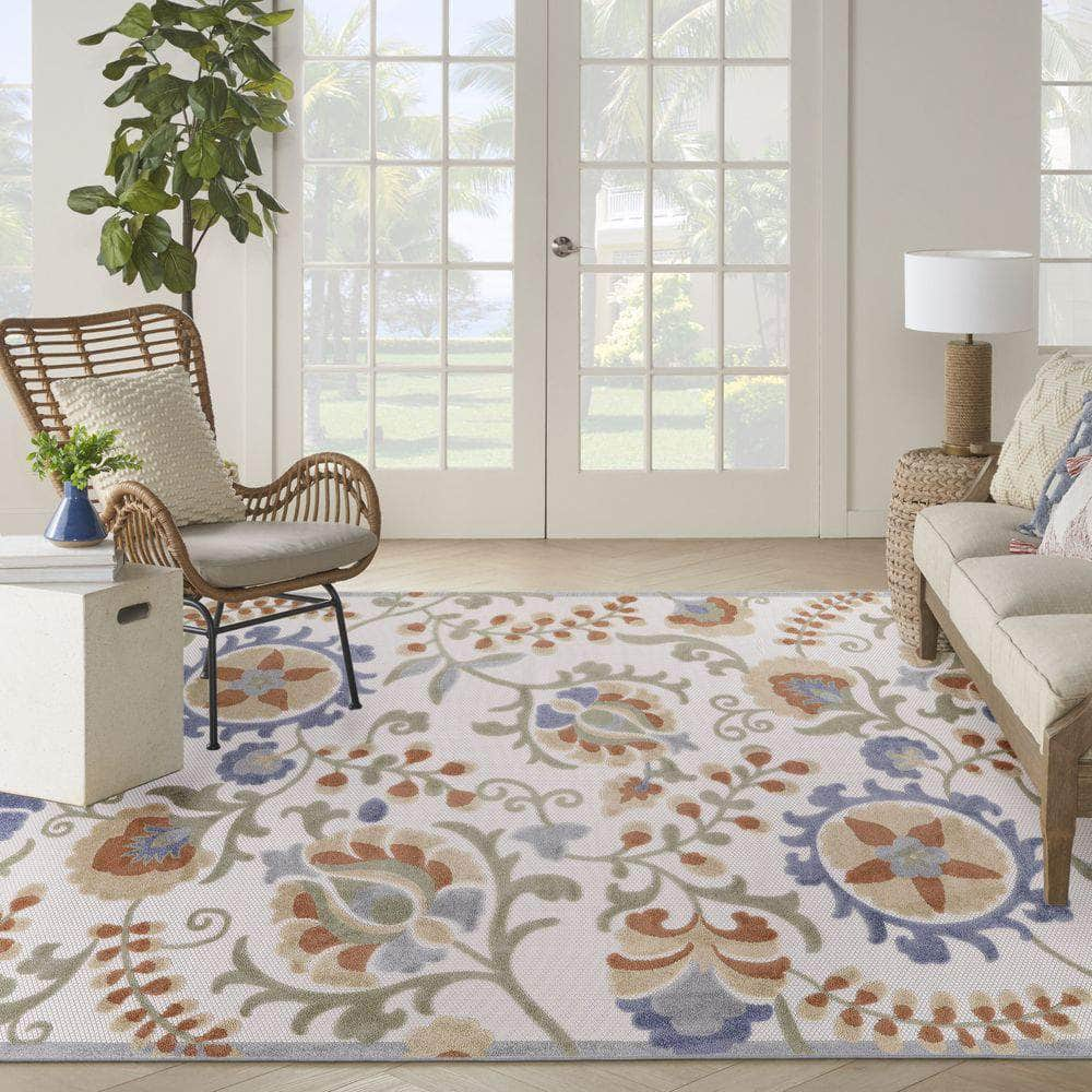 Aloha ALH17 Ivory Blue Rug #color_ivory blue