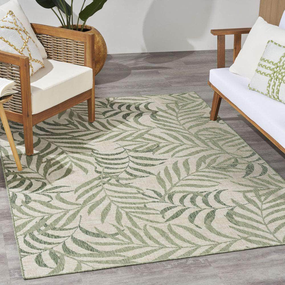 Garden Oasis GOA01 Ivory Green Rug #color_ivory green