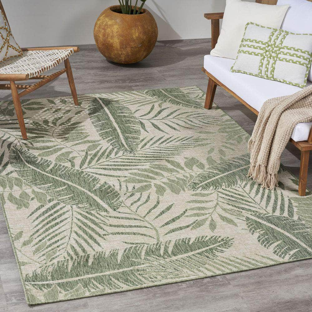 Garden Oasis GOA02 Ivory Green Rug #color_ivory green