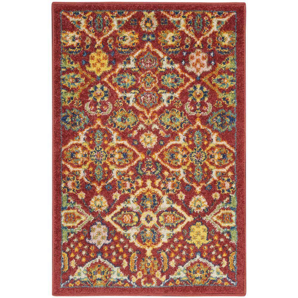 Allur ALR03 Red Multicolor Rugs #color_red multicolor