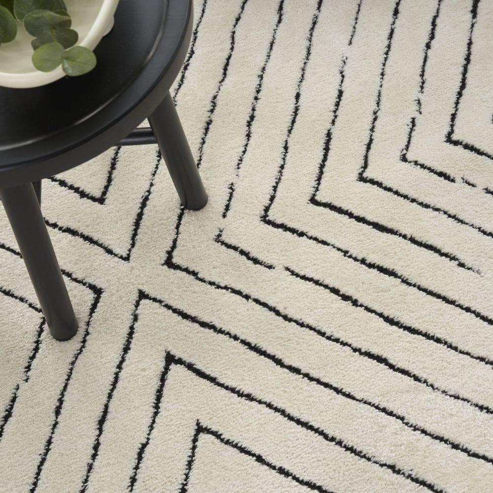 Cozy Modern CMD01 Ivory Black Rug #color_ivory black