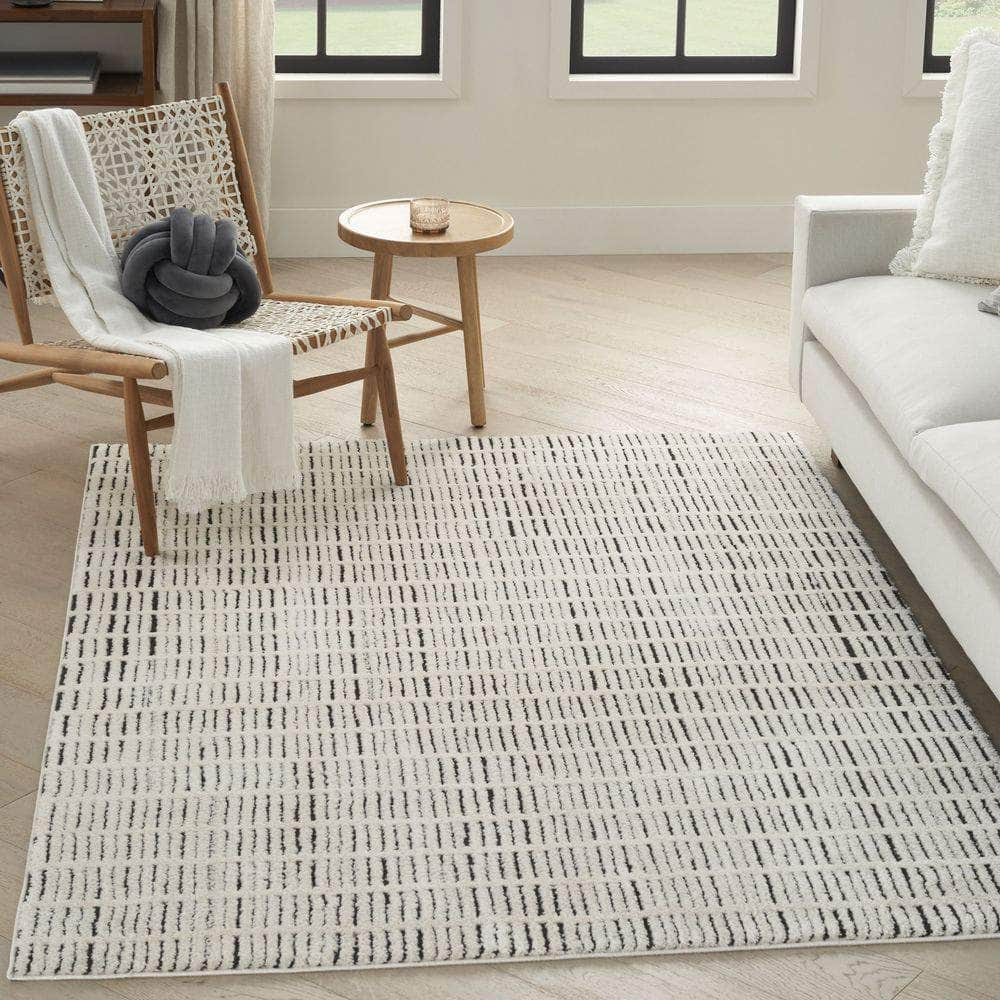 Cozy Modern CMD03 Ivory Black Rug #color_ivory black