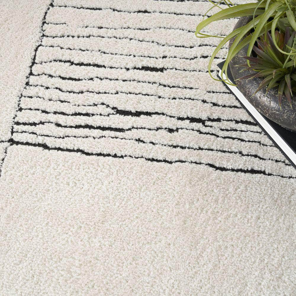 Modern Comfort MNC02 Ivory Black Rug #color_ivory black