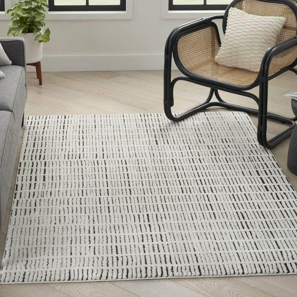 Modern Comfort MNC03 Ivory Black Rug #color_ivory black