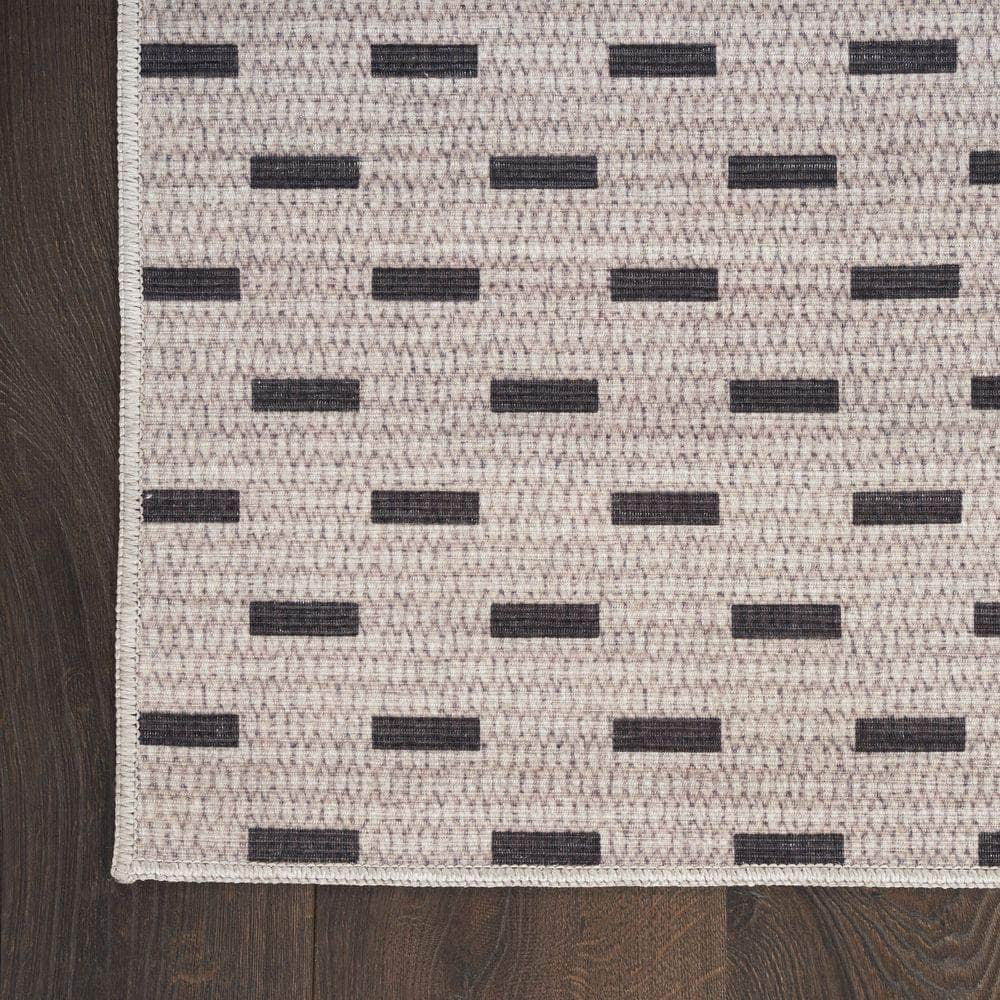 Nourison Washables NWB12 Cream Black Rug #color_cream black