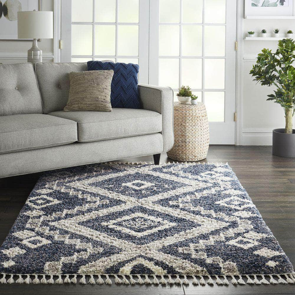 Scandinavian Shag SCN02 Grey/Ivory Rugs #color_grey/ivory