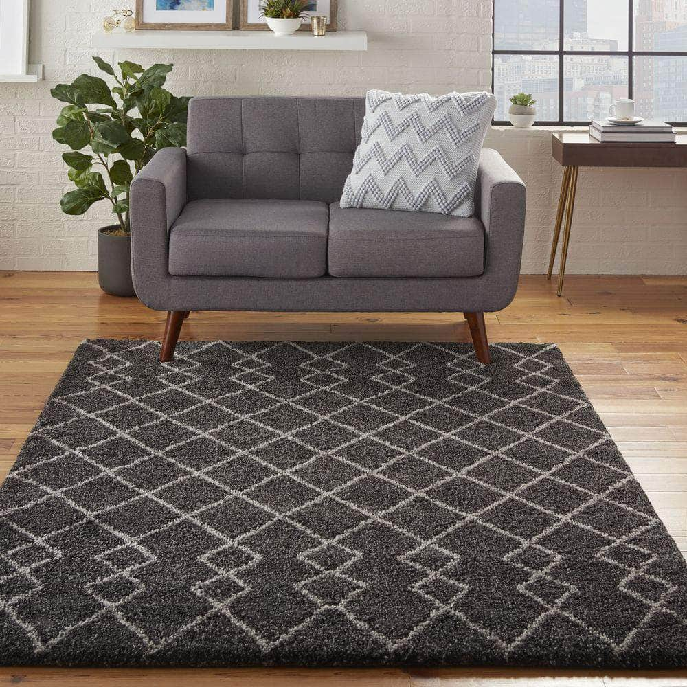 Geometric Shag GOS01 Ivory/Charcoal Rugs #color_ivory/charcoal