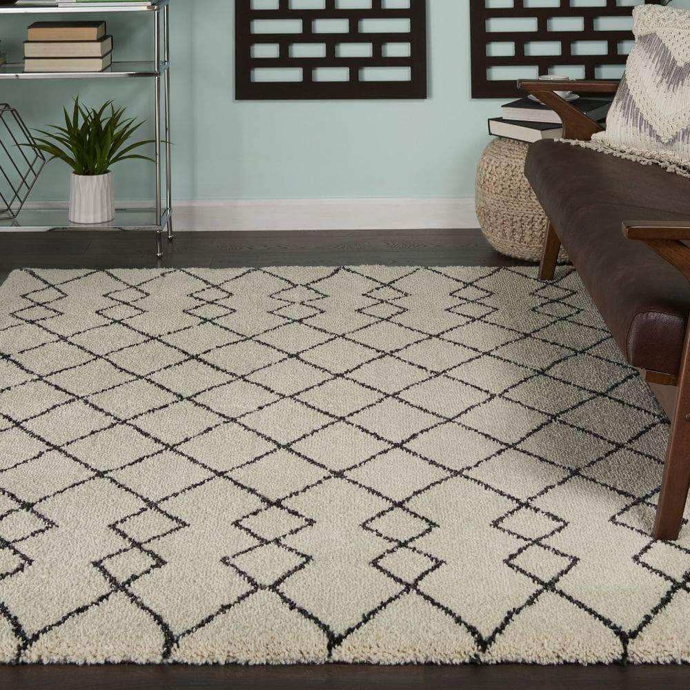 Geometric Shag GOS01 Ivory/Charcoal Rugs #color_ivory/charcoal